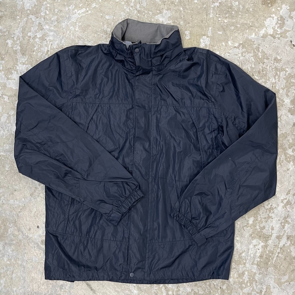 Tesla‎ Jacket Mens Medium Blue Waterproof Hooded Lightweight Logo Zip Snap
